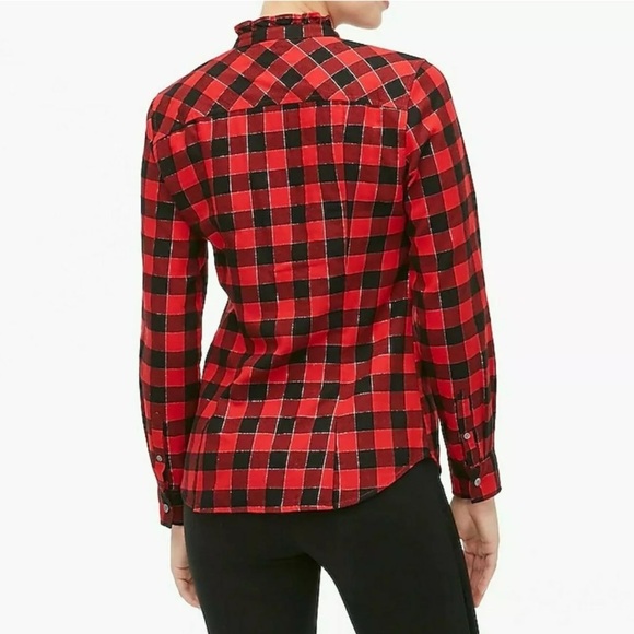J CREW Buffalo Flannel Blouse Red Plaid Long Sleeve Preppy Buttoned Women’s Sz M - Picture 2 of 9